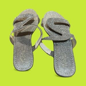 Thalia Sodi Glittering Silver Sandals